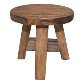 BH-4752-2990045 BOWERY HILL Round Solid Mahogany Wood Stool