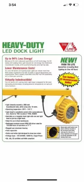 HDLED-120 TRI LITE High Impact Led Dock Track Light Arm #2