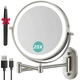 Auxmir 8'' Wall Mounted Lighted Makeup Mirror, 3200mAh Rechargeable Double-Si...