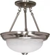 Nuvo 60/200 2-Light Semi-Flush Ceiling Fixture Brushed Nickel, Alabaster Glass