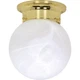 Nuvo Lighting 1 Light 6" Flush, Alabaster Glass, Polished Brass - 60-255