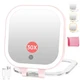 FASCINATE Compact Travel Makeup Mirror with Lights and 4.5"L x 4"W, 3.5" Pink 