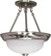 Nuvo 60/200  2 Light - 11" - Semi-Flush - Alabaster Glass -Brushed Nickel Finish