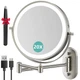 Auxmir 8'' Wall Mounted Lighted Makeup Mirror, 3200mAh Rechargeable DoubleSid...