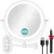 Auxmir 8'' Wall Mounted Lighted Makeup Mirror, 9.5"L x 12.2"W, White 20x 